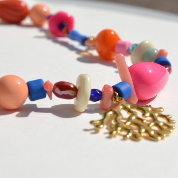 Collier - Surin - Rose Orange & Bleu – Image 3