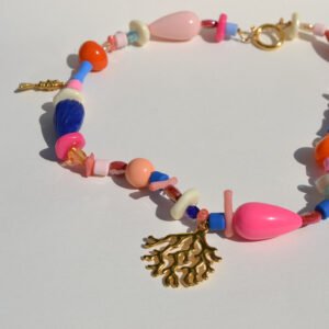 Collier - Surin - Rose Orange & Bleu